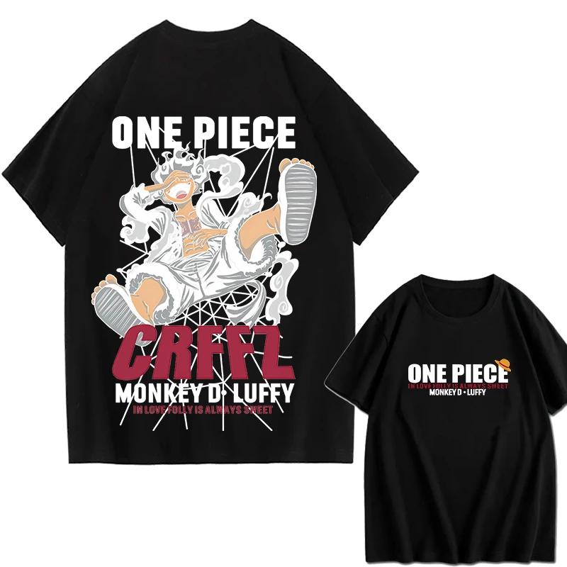 ONE PIECE Zoro Luffy Gear 5 Printed Loose Short-sleeved Cotton T-shirt Summer Tide Pure Cotton Unisex Parent-child Clothing