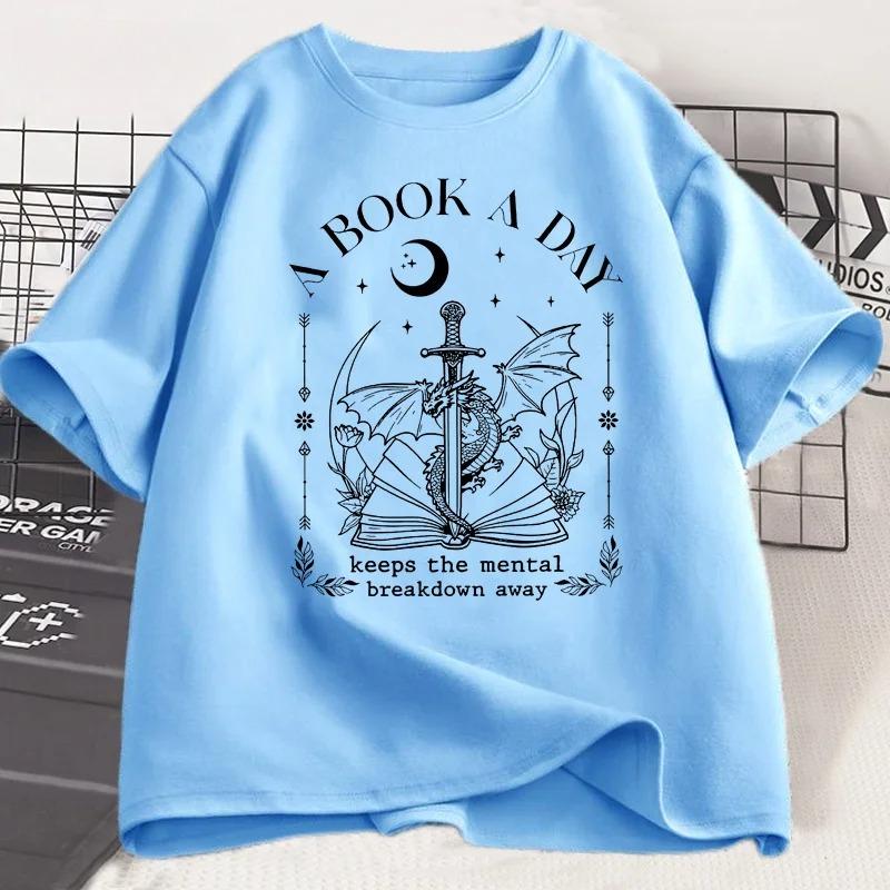 Dragon A Book A Day T Shirt Men Women Keeps The Mental Breakdown Away T-shirt Fantasy Book Lover Bookish Tshirt