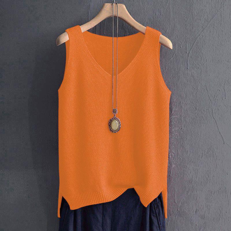 Canottiera T-shirt Estiva in Maglia di Seta Ghiacciata da Donna Taglie Forti