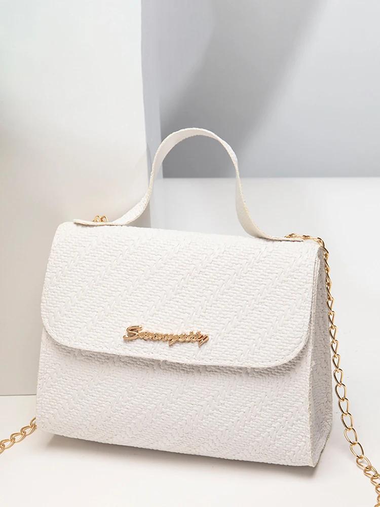 Embossing Shoulder Bag Chain Women s Bags Square Backpack Wallet PU Handbags Leather Bluetooth Speaker Large Capacity Crossbody белый
