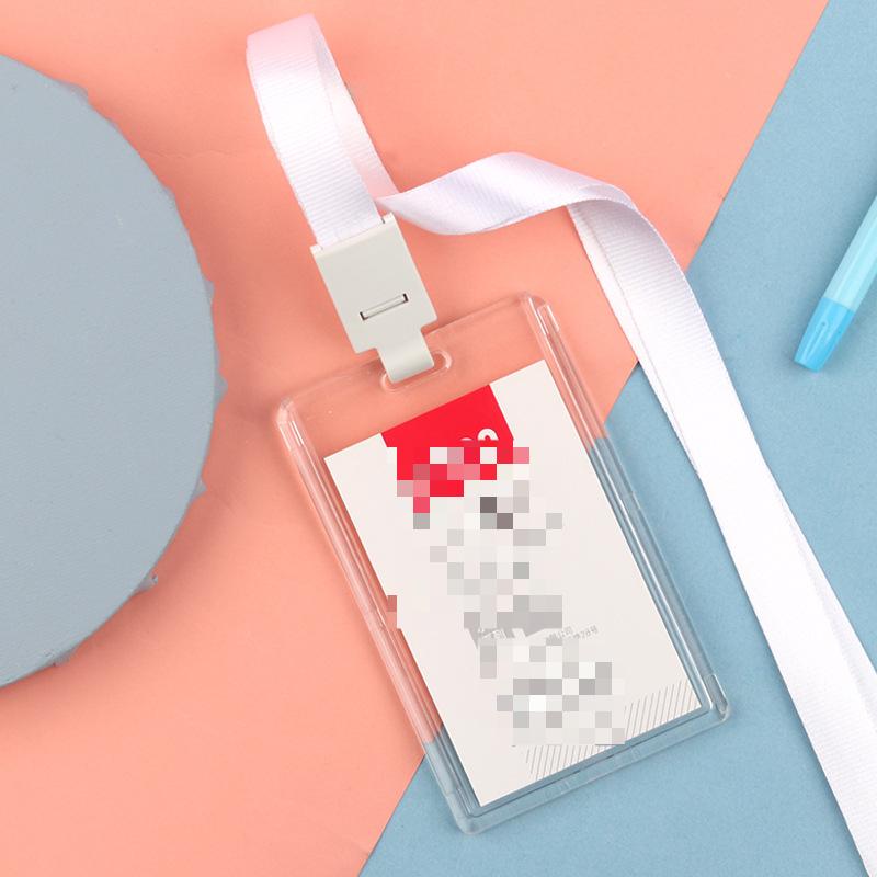 Fashion Acrylic Transparent Bus Cards Sleeve Employee Work Card Holder with Lanyard Work Card Cover Women Men Credit Card Holder