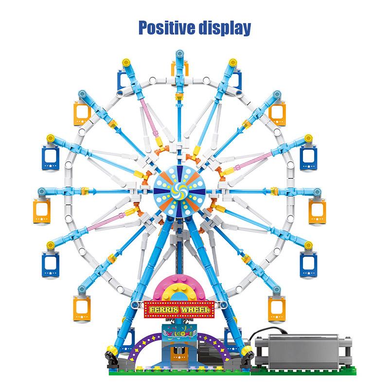 Wirbelnde Riesenradblöcke für Kinder, elektrisch leuchtendes Riesenrad für den Spielplatz, zum Zusammenbauen, neues Weihnachtsgeschenk, Ornamente
