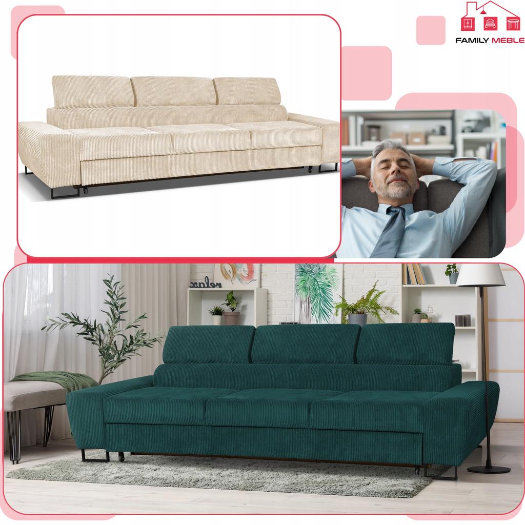 Sofa 3-Sitzer Schlafsofa mit Schlafcouch. spanien Savio Family Möbel beige Cord