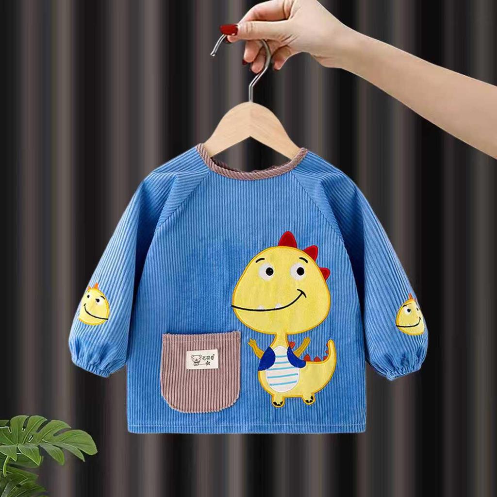 Waterproof Corduroy Baby Coveralls: Stain-Proof Unisex Autumn/Winter Eating Apron & Bib