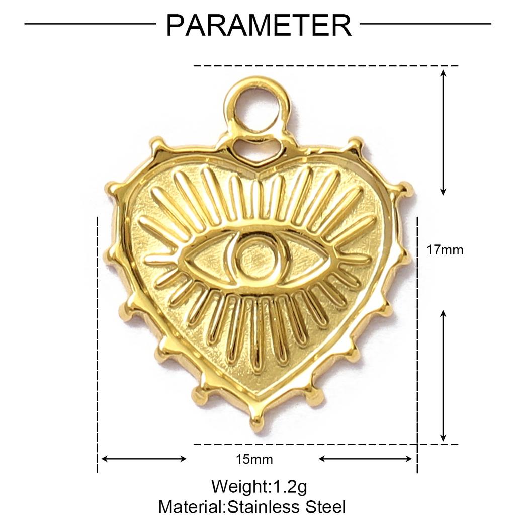 5pcs/Lot Cute Love Heart Stainless Steel DIY Earrings Charms Bow Knot Star Moon Necklace Pendants Women's Eye Cross Jewelry