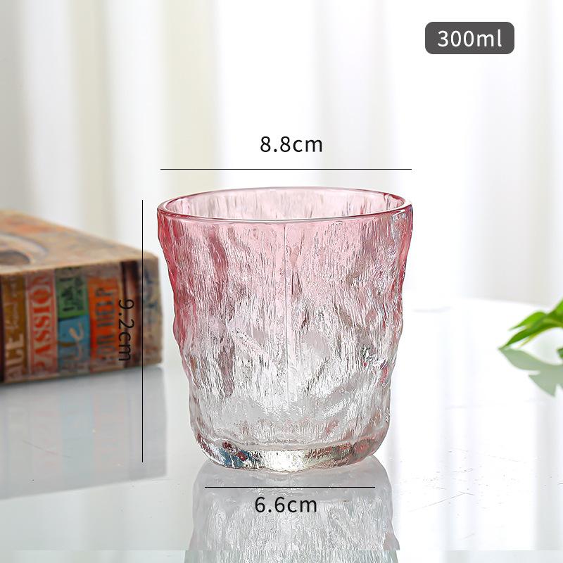 Ins Wind Ice River Pattern Glass Water Cup Nordic New High-value Red Wine Glass Juice Cup Frosted Bark Pattern Water Cup