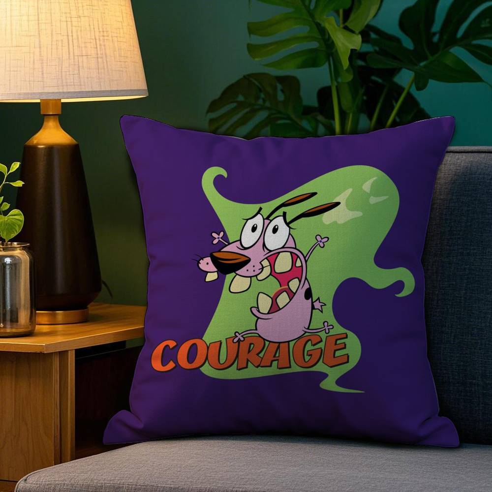 Cartoon CCourage Cowardly Dog Pillow Case Sofa Living Room Bedroom Doublesided Printing Square Cushion Nap Time Pillow Case