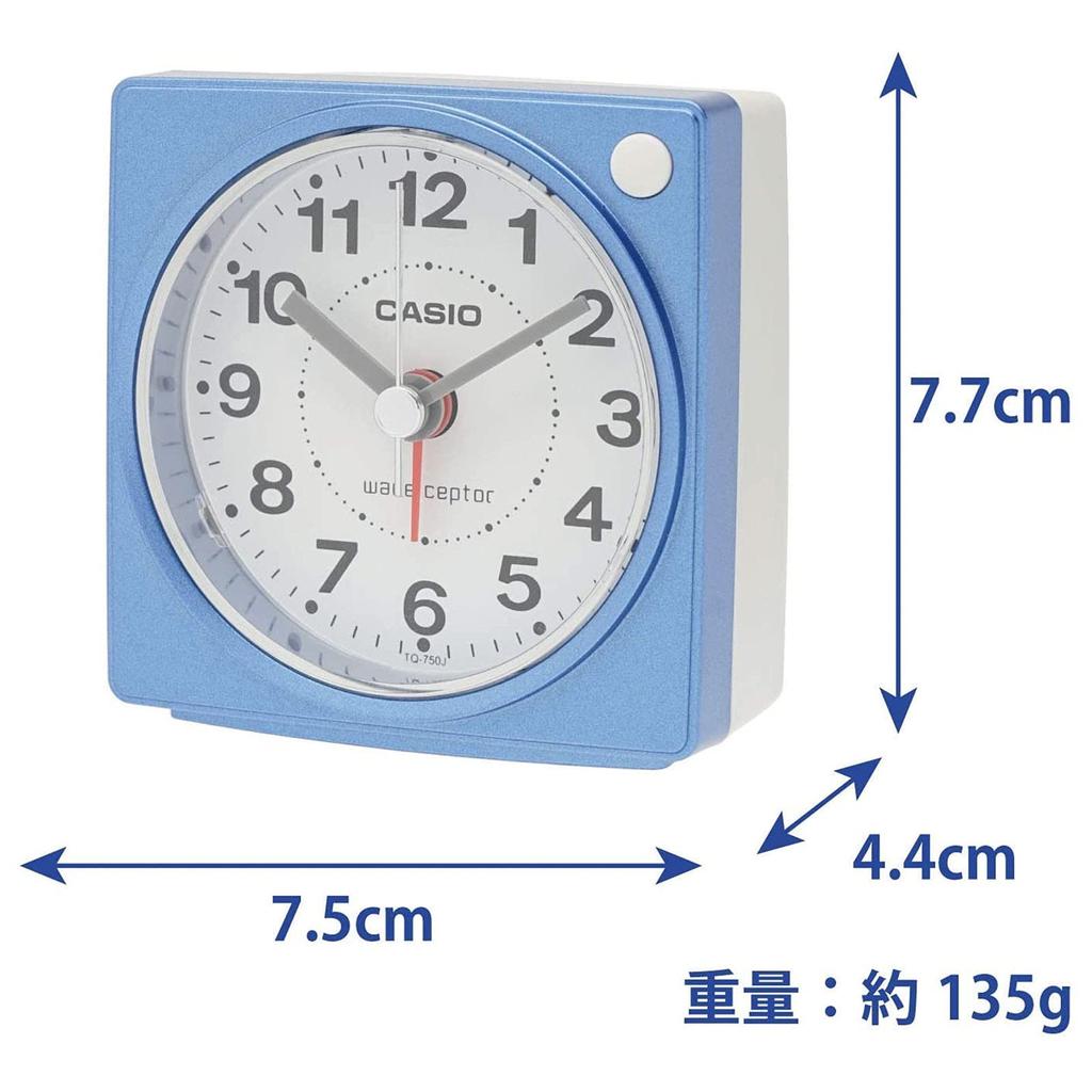 Casio Alarm Table Clock, Radio-Controlled, Clock, Blue, Analog, Small, Light, TQ-750J-2JF