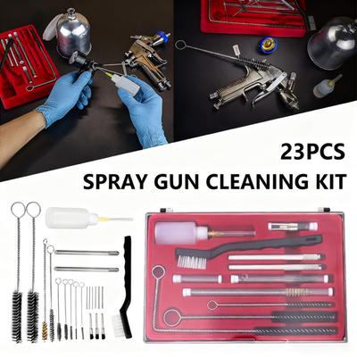 23/17PCS Professional Spray Gun Cleaning Brush Spray Gun Cleaning Kit Cleaning Tools Paint Brush Cleaning Needle