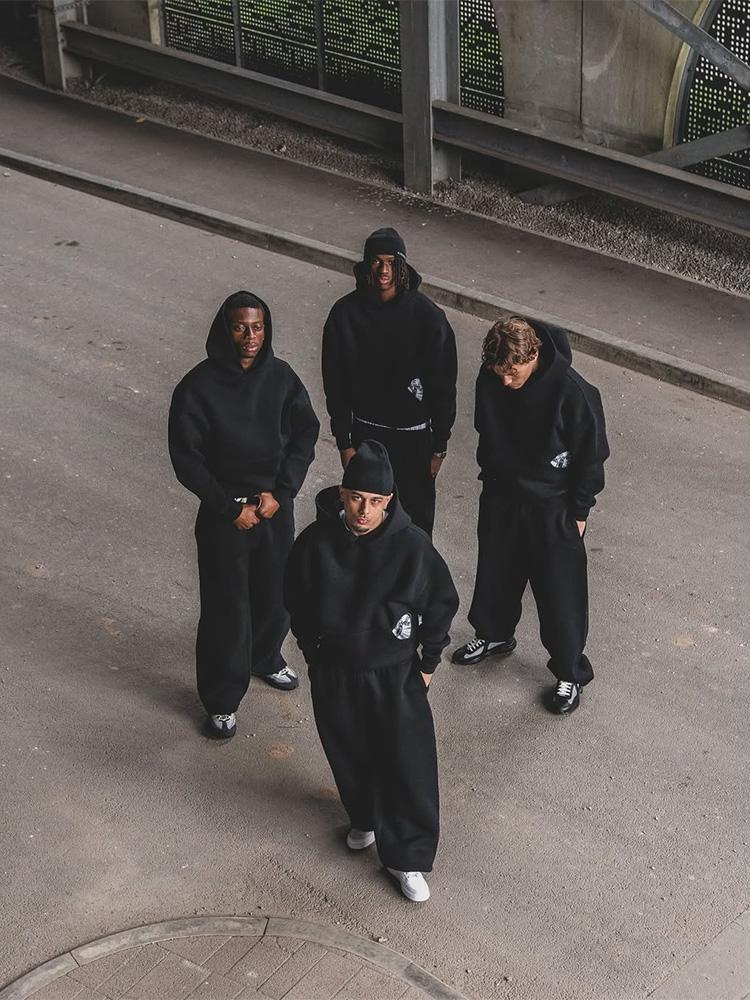 Trendiger High Street Retro Casual Streetwear Herren Sportanzug Y2K Harajuku Print Hoodie Herren Hip-Hop Lockere Jogginghose