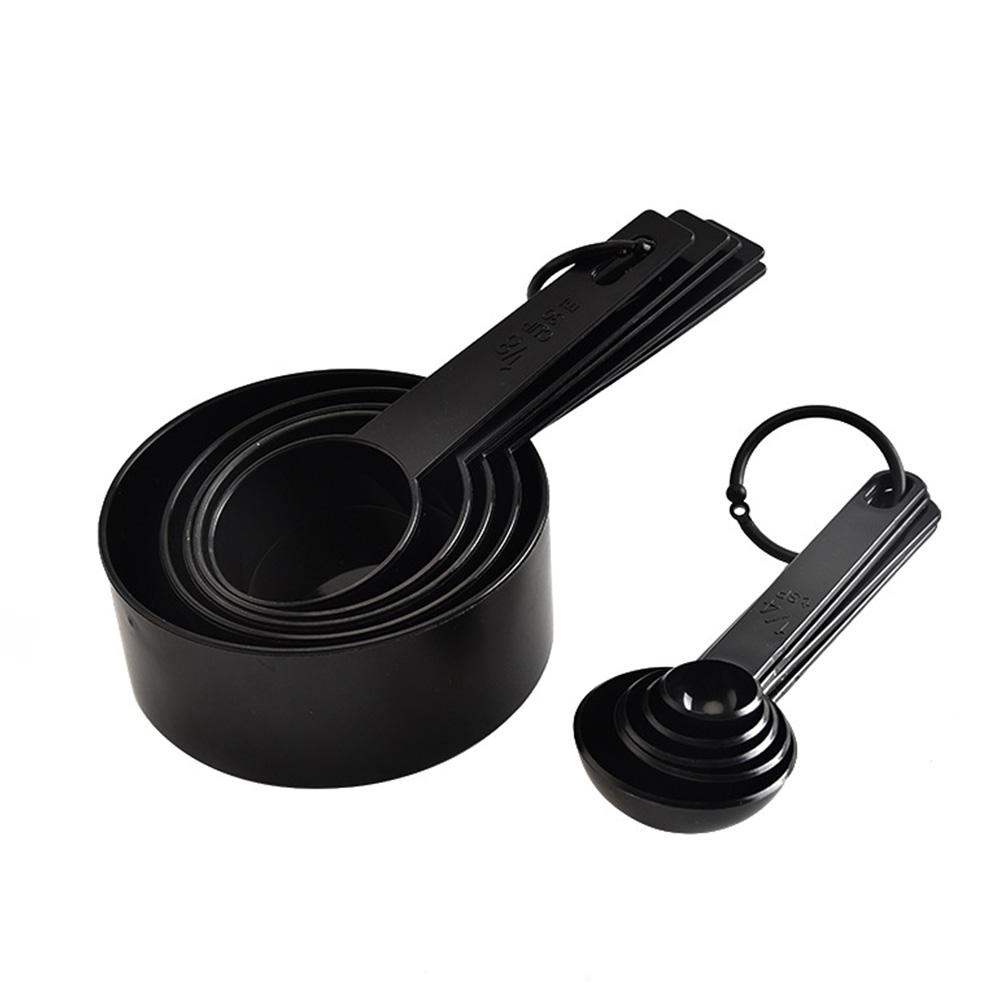 10Pcs/Set Black 5 Measuring Spoons 5 Cups Set for Baking Weighing Tools