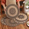 Large Round Jute Placemat Bohemian INS Style Silk Screen Printed Heat Resistant Table Mat Insulation Pad for Kitchen Dining Home Decoration