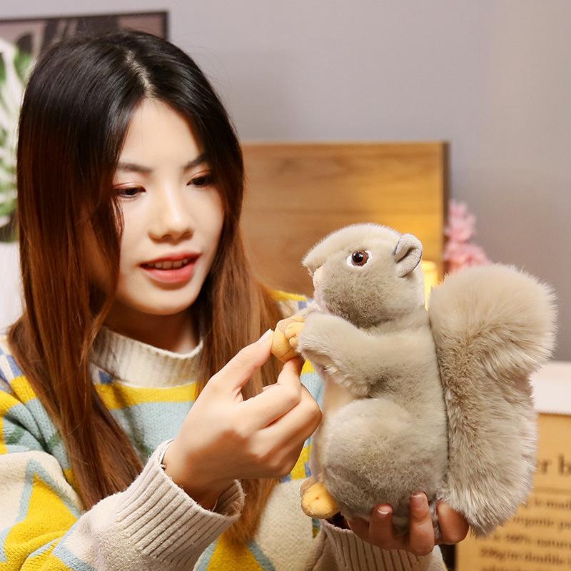 Cute Simulation Squirrel Doll Plush Toy Zoo Hamster Doll Children Sleep Soothing Pillow Rag Doll