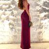 Elegant 2025 Summer Women's Backless Pleated Dress with Hot Stamping Design
