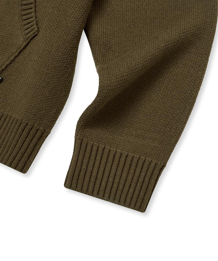 Brownbreath Tag Knit Hood Zip Up - Brown