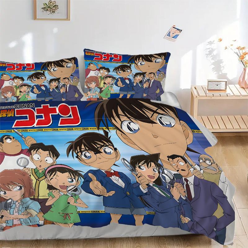 Detective Conan Mystery Print 3Pcs Bedding Setduvet Cover With 2 Bedropillowcase Home Birthday Gift