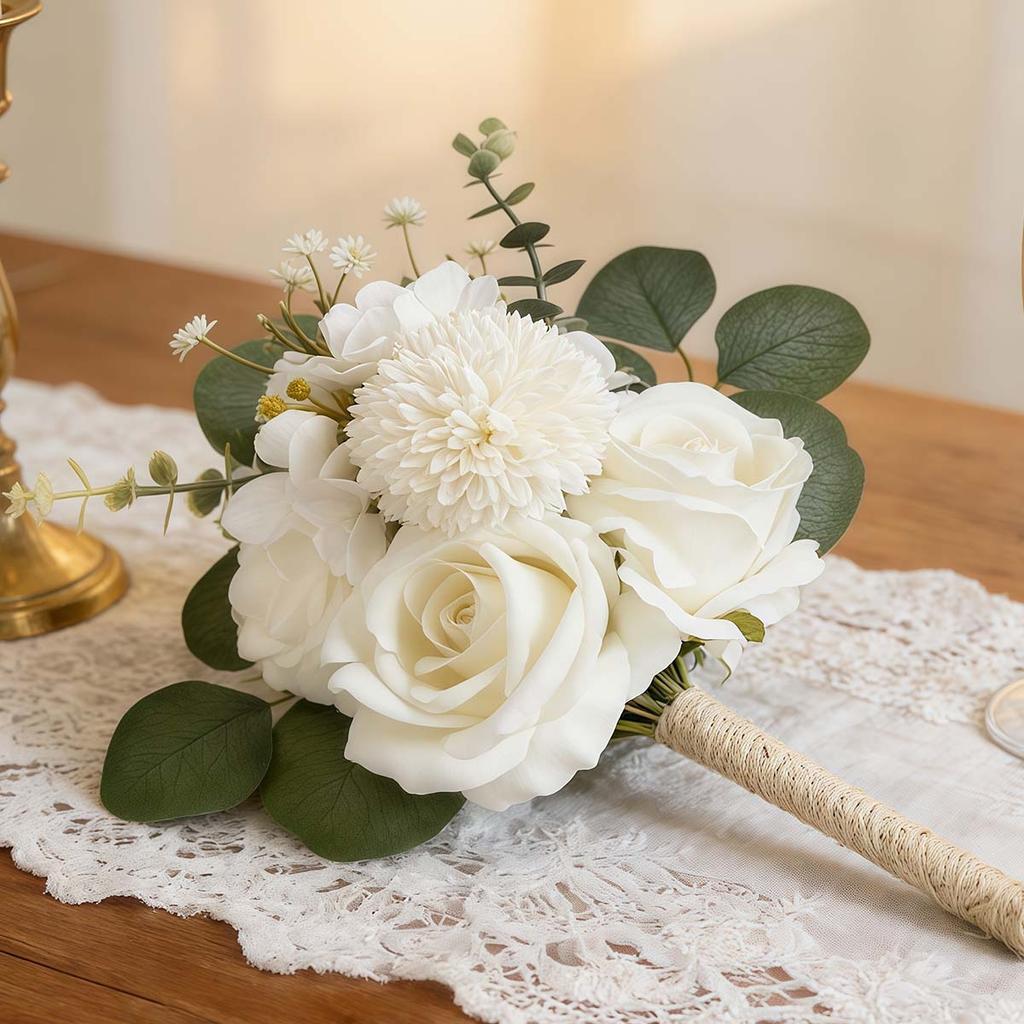 Hochzeit Kunstrosen Brautjungfernsträuße Ländliche Kleine Hochzeits-Tischdekorationen für Party Zeremonie Heiratsantrag Esstisch Dekoration