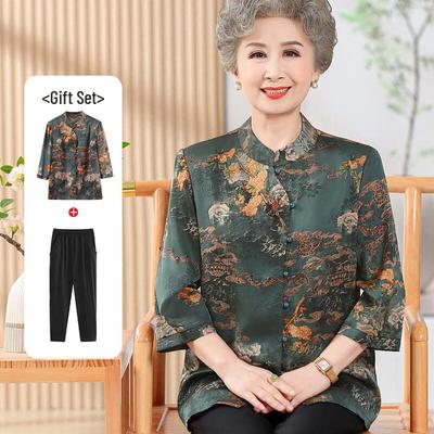 Dünnes Sommerhemd-Set für ältere Frauen