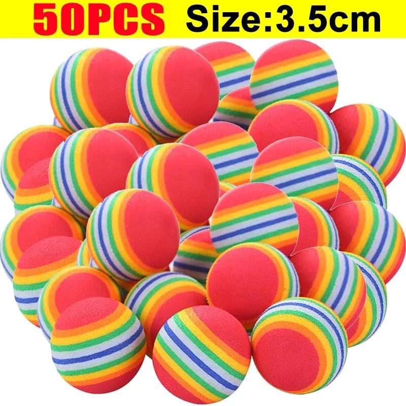 100/10 PIEZAS Pelotas de Juguete para Mascotas Interactivas Arcoíris Bolas de EVA Juguetes de Entrenamiento para Gatos Perros Bolas Suaves de Salto Automático Suministros para Jugar Mascotas