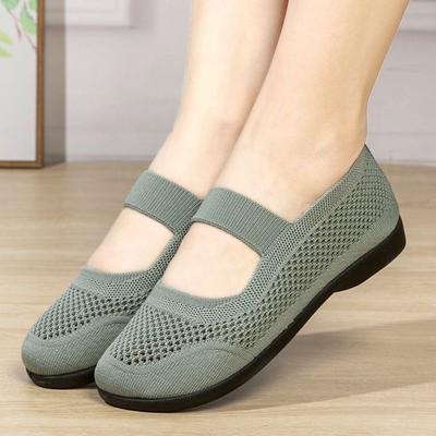 Summer Old Beijing Cloth Shoes Women's Mesh Hollow Shallow Mouth Breathable One Pedal Soft Sole Non-slip Middle-aged and Elderly Mother Single Shoes