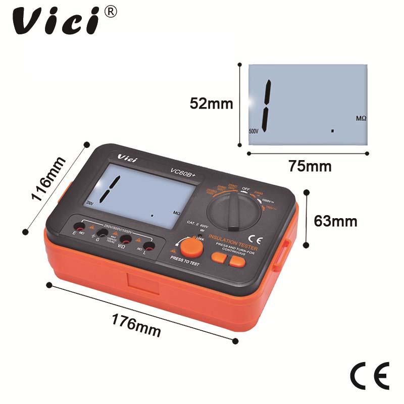 Vichy VC60B+ Digital Insulation Resistance Tester, 250V/500V/1000V, Hand-Cranked Megohmmeter