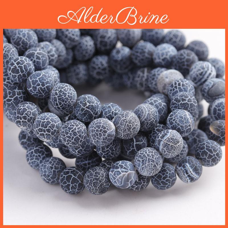 Stone Cracked Natural Frost Agates Beads 15"strand Smooth Loose Spacer Beads 4681012mm For Jewelry Making Diy Bracelets Accessories