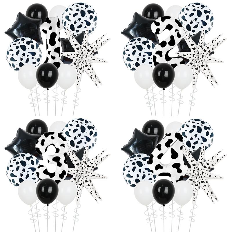 Animal Pattern Cow Pattern Series Printed Latex Ball Digital Column Explosion Star Balloon Children's Birthday Party Decoration