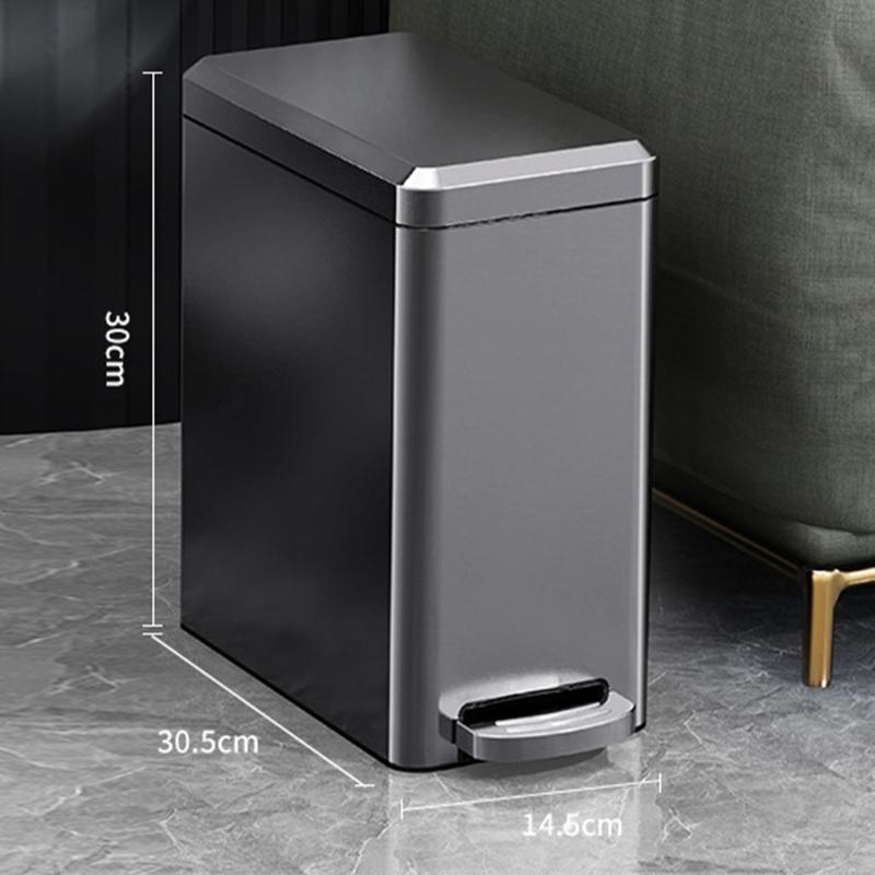 Stainless Steel Trash Can Quiet Closing Lid Rustproof Large Capacity For Kitchen Bathroom Office Home Use NonSlip Base