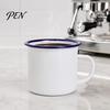 Durable Steel Water Cup Enamel Coffee Mug with Handle, Retro Style Cup, Smooth Reusable Hot Tea Surface Portable Drinking for And Milk Nostalgic Home