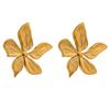 Yhpup Golden Flower Stud Earrings Stainless Steel Metal Jewelry Simple Texture New Floral Modern Women Gift Fashion Waterproof