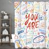 Inspirational Quotes Colorful Graffiti Text Shower Curtain, Bathroom Decorative Shower Curtain, Waterproof Shower Curtain with H