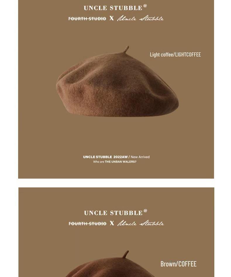High-Quality Australian Wool Beret: Anti-Pilling, Korean Style, Solid Color, Retro Painter Hat for Girls