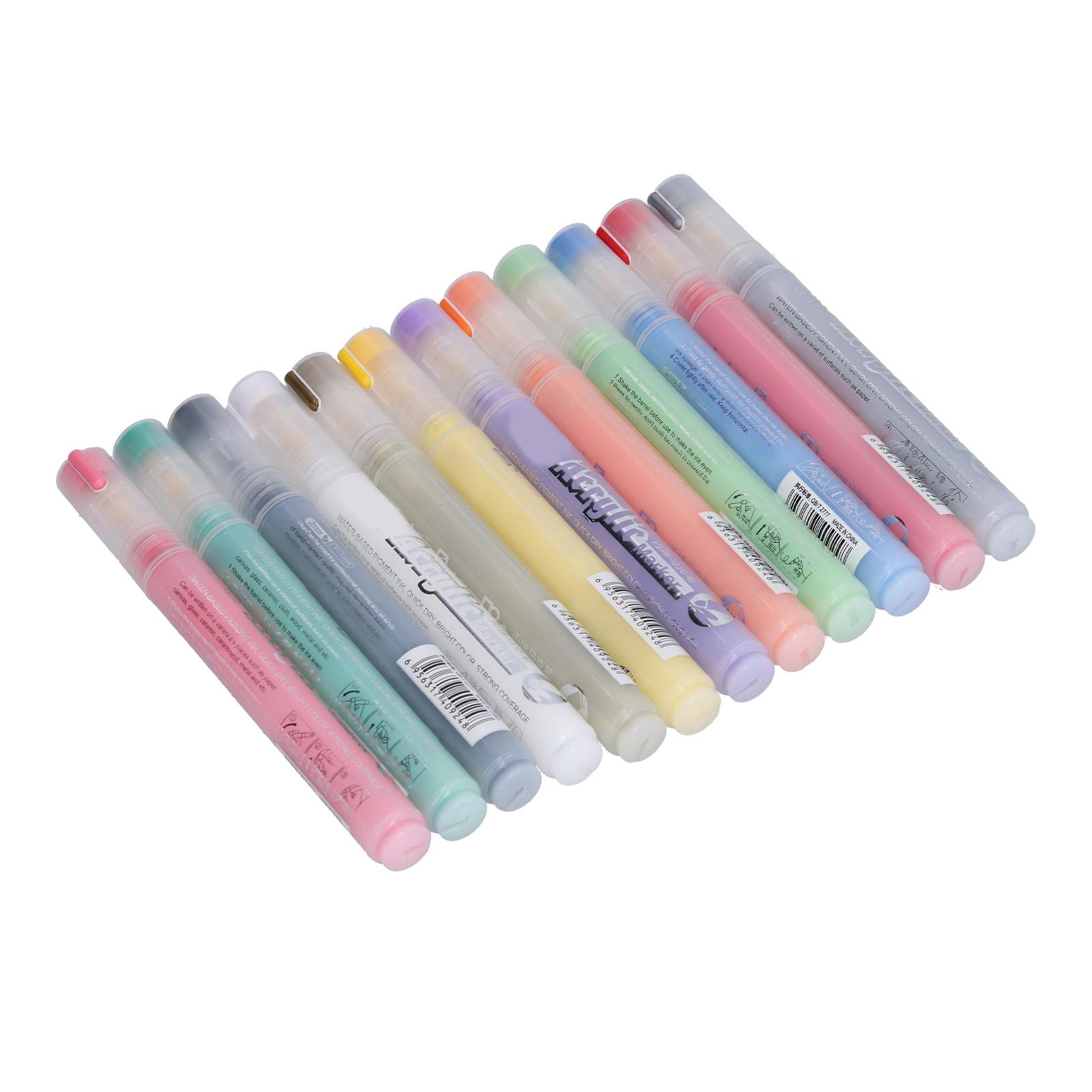 12 Pcs Acrylic Marker Pen DIY Colorful Marker Note Marker Pen Holiday Decoration