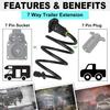 7-Way Trailer Extension Cord Wire Cable, 1 Feet 7 Way Trailer Extension Cable, Wiring Harness 7 Prong Tow Wiring Connector Cord 7 Blade Trailer