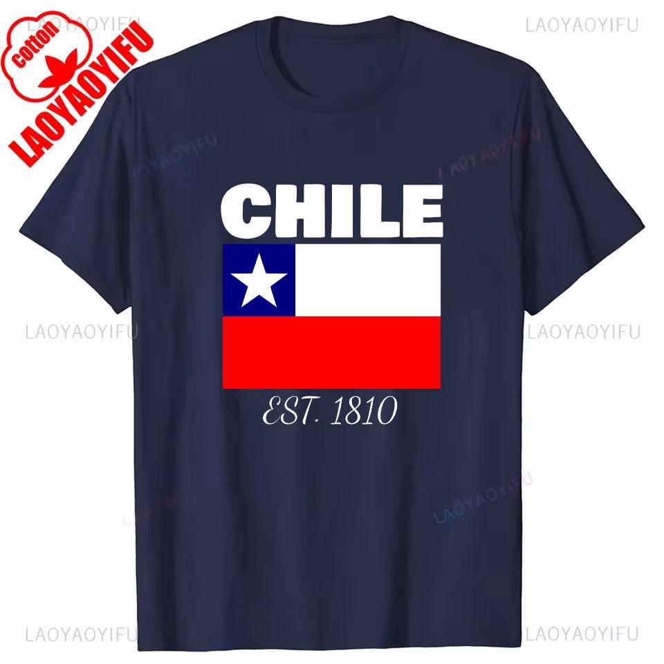 Chile Flagge Stolzer Chilene Aufdruck T-Shirt Herren Damen Baumwolle Humor Streetwear T-Shirt Kurze Ärmel Unisex Locker Kleidung Herren