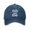 Czapka Snapback Wiara Ponad Strachem Nowa Vintage Płukana Bawełna Czapka Baseballowa Kapelusze Przeciwsłoneczne dla Rodziców i Dzieci