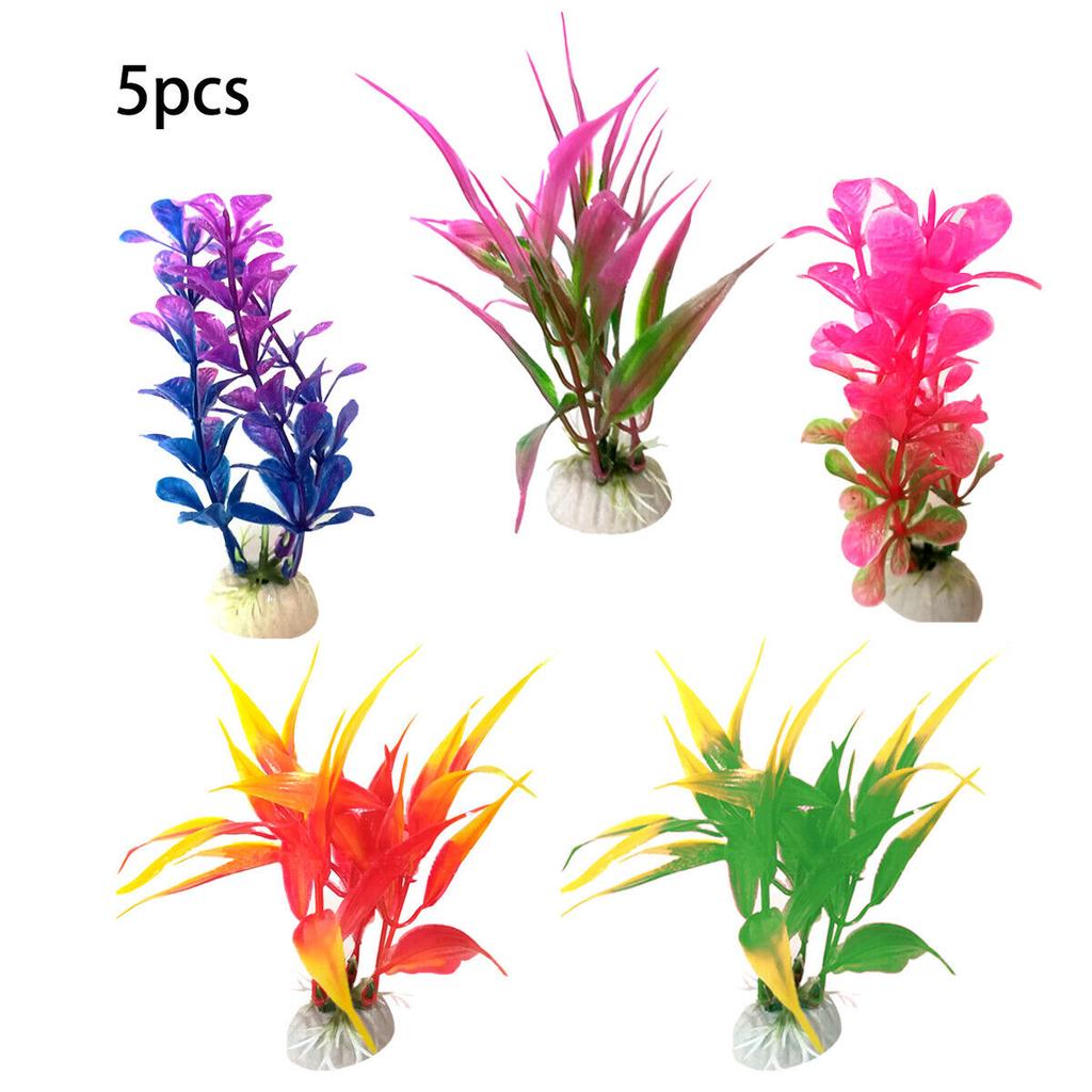 Buy 5x Artificial Fish Tank Plants Aquarium Aquatic Decor Grass