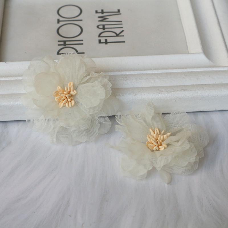 10Pcs 5CM Wrinkle Chiffon Fabric Cored Flowers For DIY Hair Accessories Hats Headband Wedding Dress Decoration