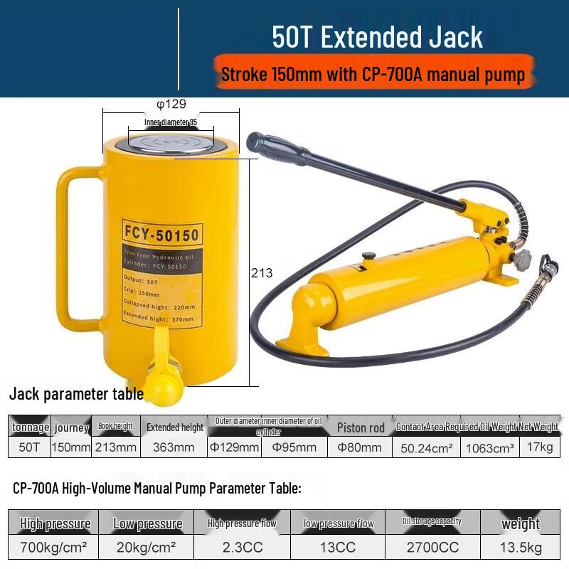 Jundelun Ultra-thin Separate Hydraulic Jack CN plug (adapter included)