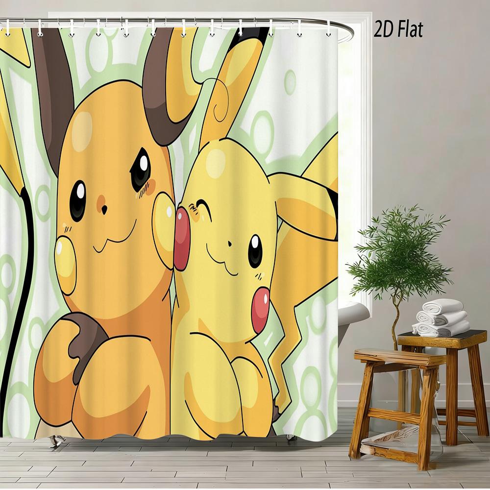 Dragon Ball Z Majin Buu (Fat Buu) Cheerful Pose Scene 2D Print Waterproof Shower Curtain, Vibrant Solid Purple Background With P