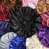 8pcs Silky Satin Bonnet Reusable Elastic Wide Band Shower Cap Sleep Cap Hair Protection Cap For Women Curly Hair Natural Hair