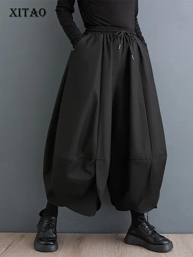

XITAO Черные повседневные брюки Свободные модные женские брюки DMJ3431