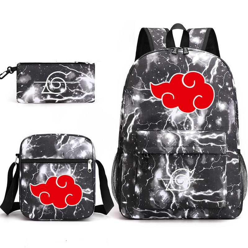 Anime Naruto Starry Sky Teen Student School Bag Three-Piece Set Men'S And Women'S Backpacks Satchel Pencil Bag