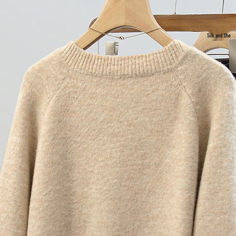 Sibaishe Women's V-Neck Raglan Long-Sleeve Pullover Sweater