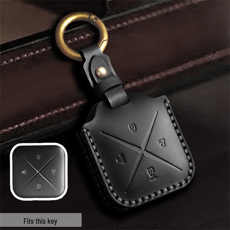 

Кожаный чехол для ключа для 2024 Buick E5/E4 New Energy Vehicle пульт дистанционного управления чёрный