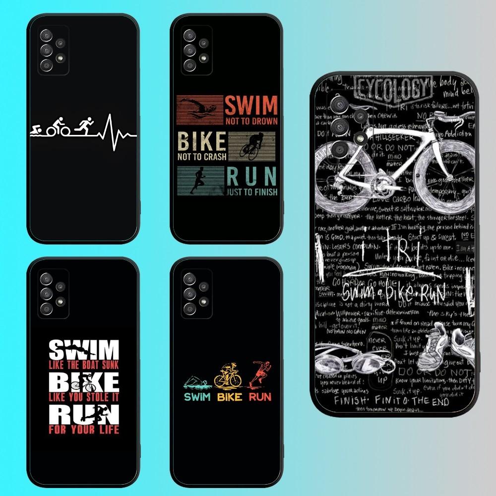 Triathlon Tri Life Swim Bike Run Phone Case For Samsung S 25,24,21,22,23,30,20,Ultra,Plus,Fe,Lite,Note,10,9,5G Black Soft