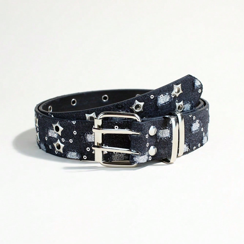 Punk Style Star Double-Breasted Belt, Jeans Fashion Decorative Belt, Belt
