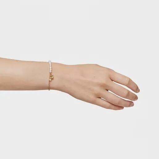 [TOUS] 18K Gold Vermeil Silver Bold Bear Pearl Peridot Chain Bracelet 311561630