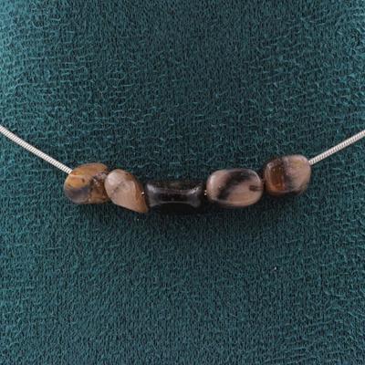 Stones and Minerals. 5 Andalusite Pearl Necklace from the USA. Stainless Steel Chain Necklace Women Men. Customizable Size