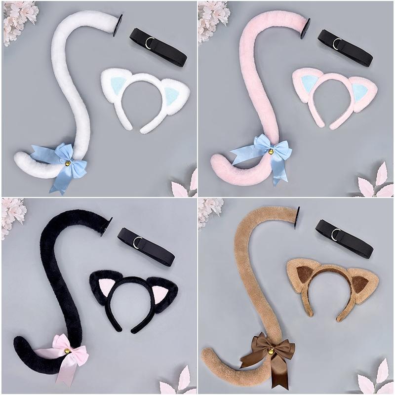 Lolita Kc Cat Ear Headband Handmade Cute Cat Lady Lolita Headgear Plush  Ear  Tail Set